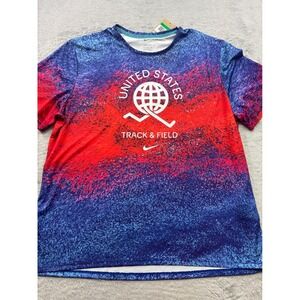 Nike‎ Dri-FIT Mens XL United States Track Field Graphic T-Shirt Red Blue